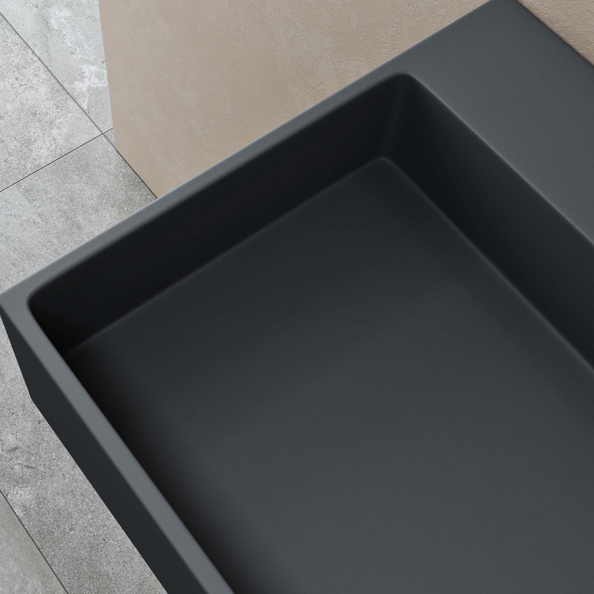 doporro Aufsatzwaschbecken Waschbecken Col6028 Mineralguss Waschtisch mit Armaturloch
