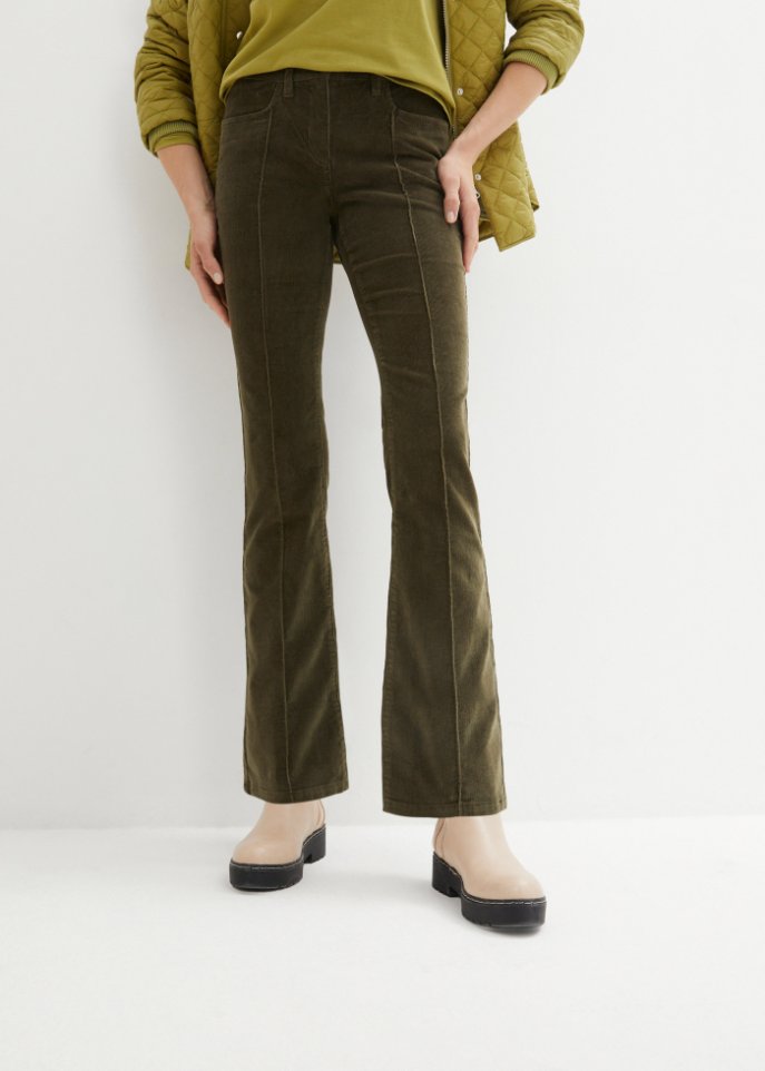 Bootcut-Stretch-Cordhose mit Biesen und Bequembund