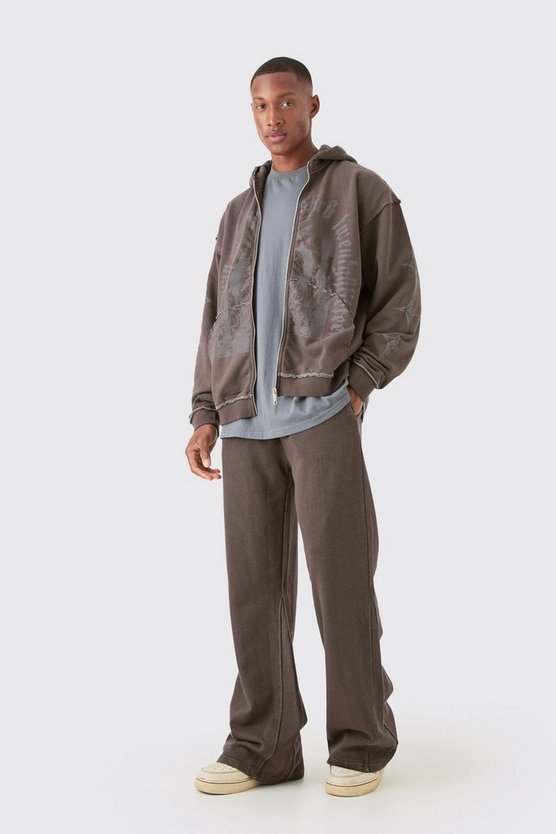 Kastiger Oversize Trainingsanzug mit rohem Saum