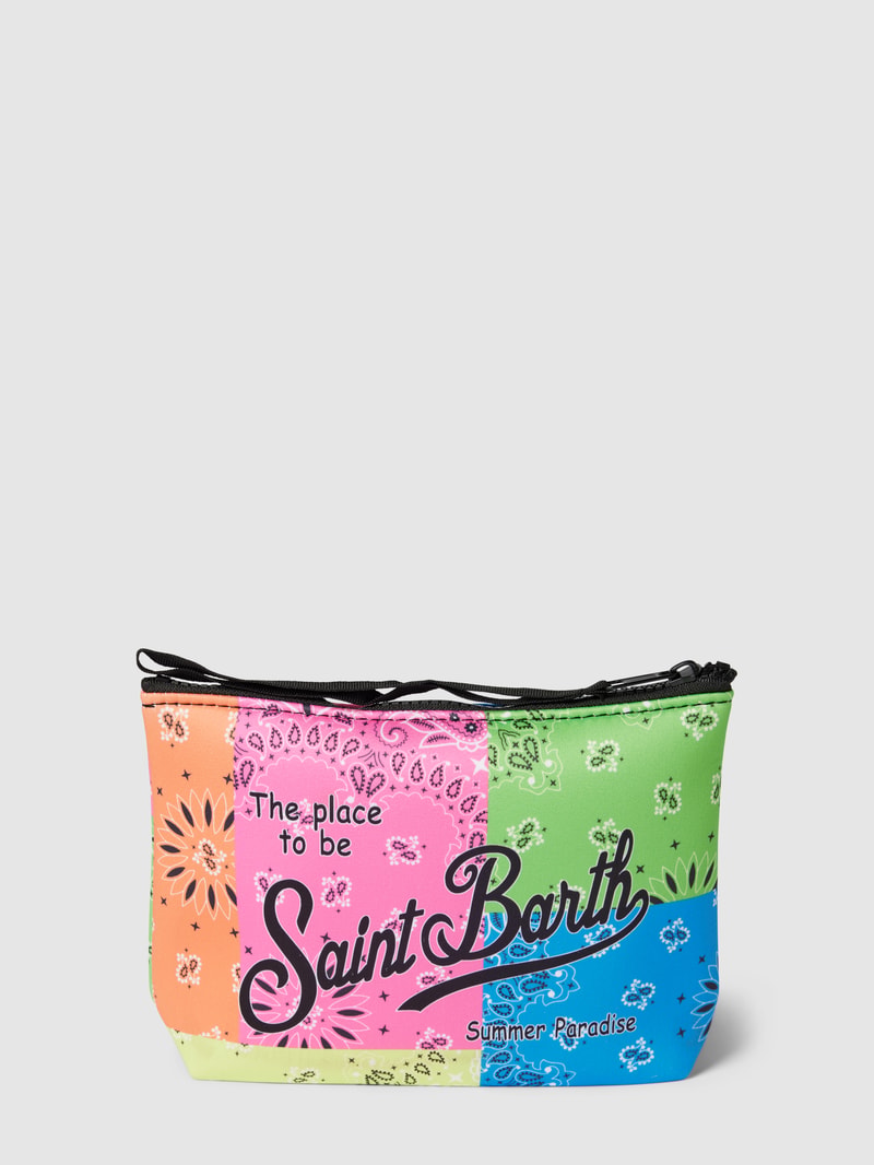 Kulturtasche mit Allover-Muster Modell 'ALINE SPONGE' in neon grün