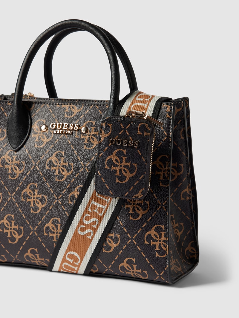 Tote Bag mit Label-Applikation Modell 'SATCHEL' in haselnuss braun