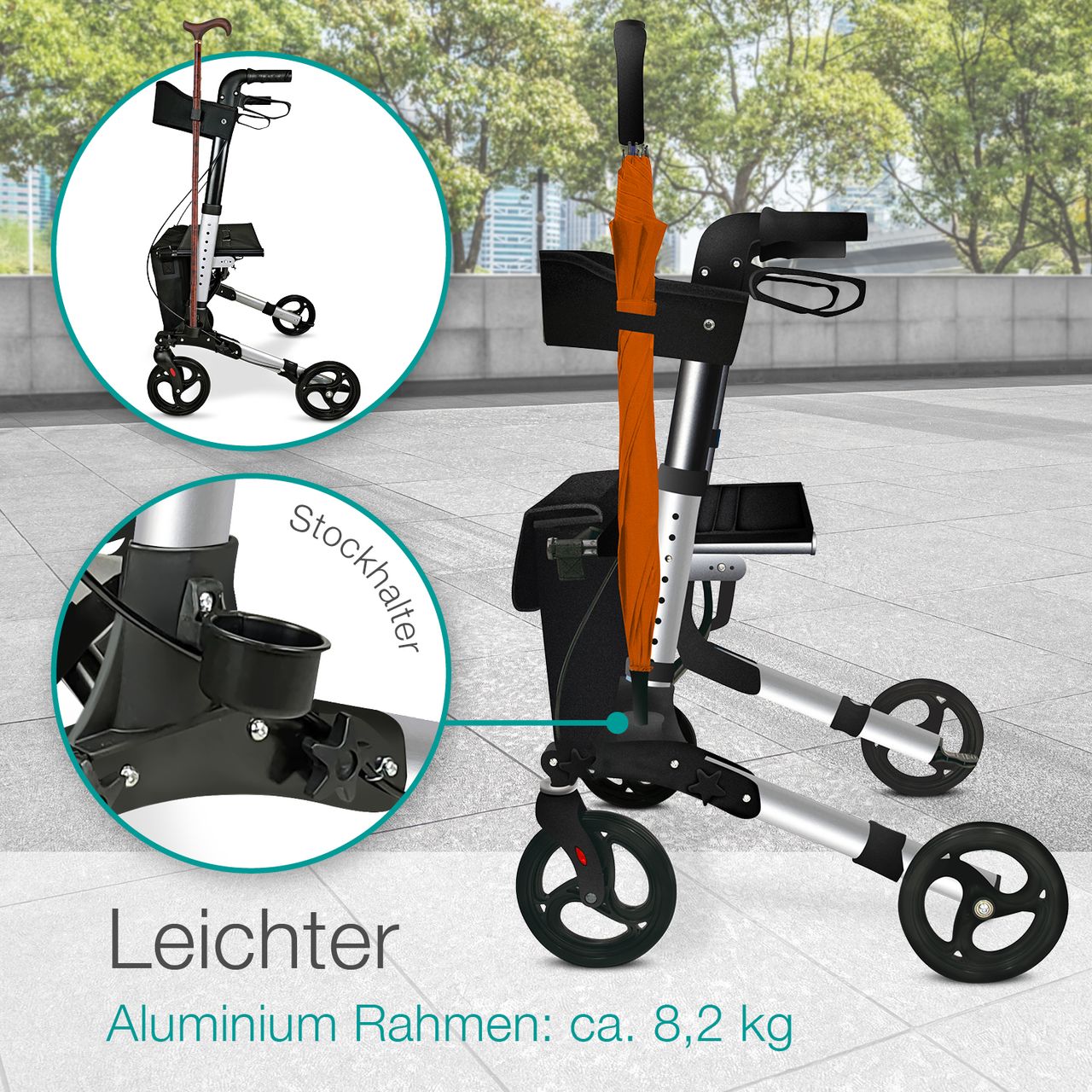 Aktivshop Alu Leichtgewichtrollator »Move«, Silber faltbar