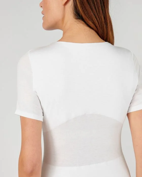 Tee-shirt manches courtes finition dentelle, effet relaxant Thermolactyl