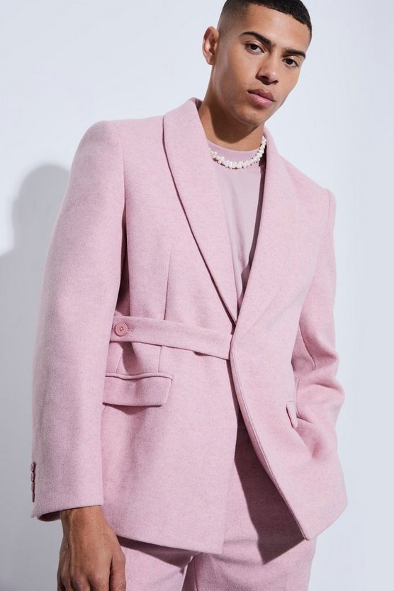 Oversize Blazer aus Wolle mit Träger-Detail