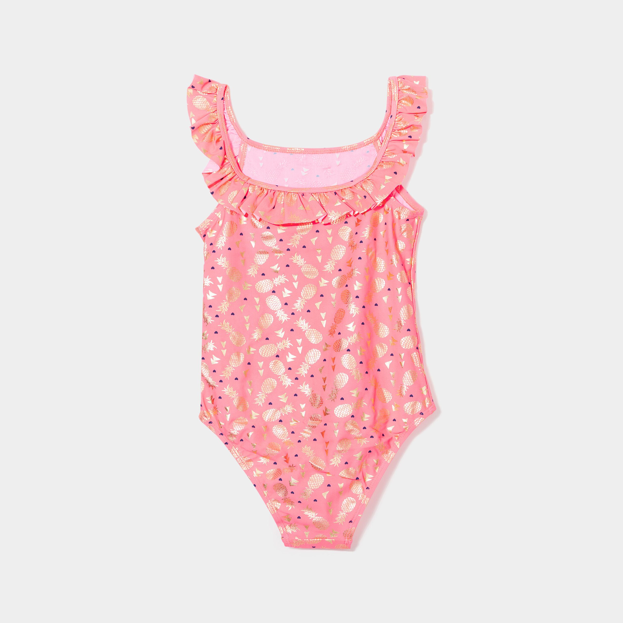 Maillot de bain une pièce orange corail fille | La Halle