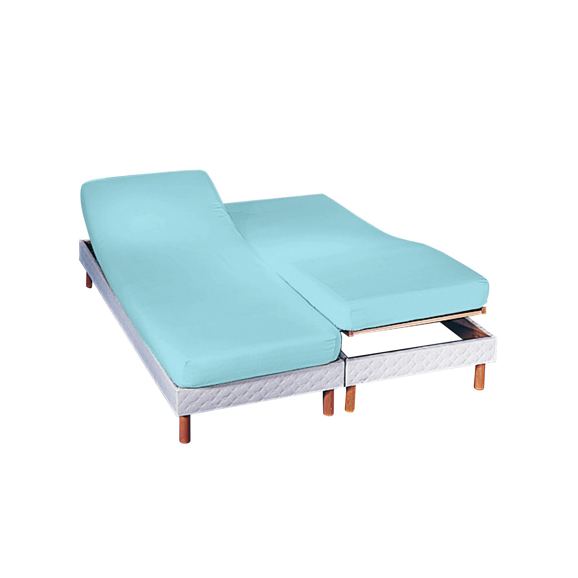 Drap-housse uni sommier articulé jersey bonnets 27 cm