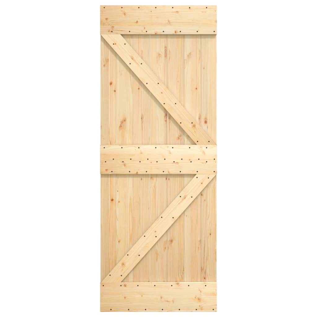 vidaXL Zimmertür Schiebetür mit Beschlag 85x210 cm Massivholz Kiefer Zimmertür Innentür