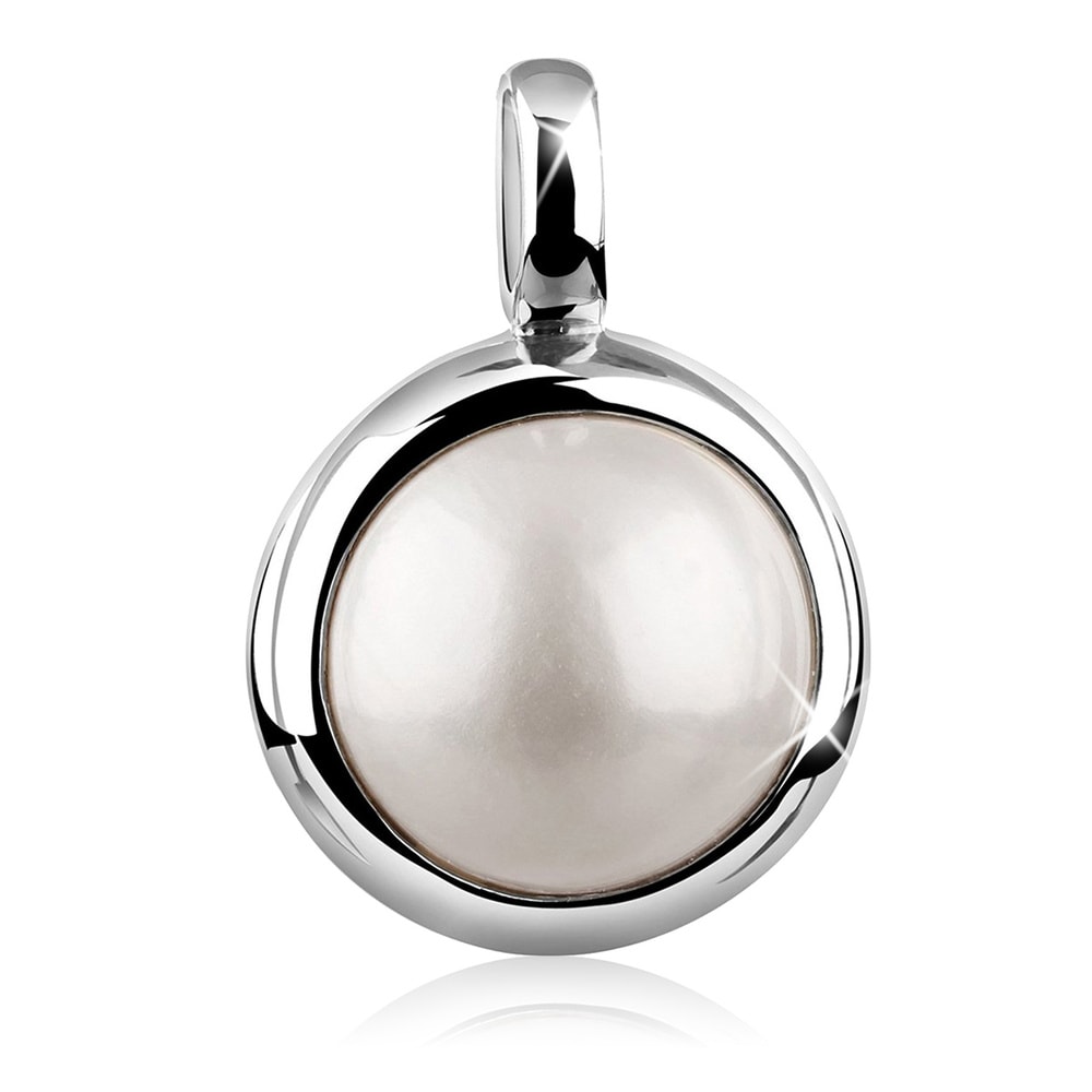 Nenalina Nenalina Pendentif Femmes Rond pendentif baroque avec perles de coquillage en arg Pendentif