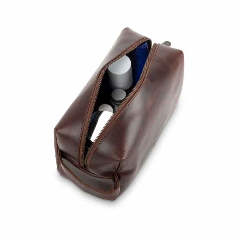 Buckle & Seam Leder Waschbeutel Everest - Braun \/ Blau