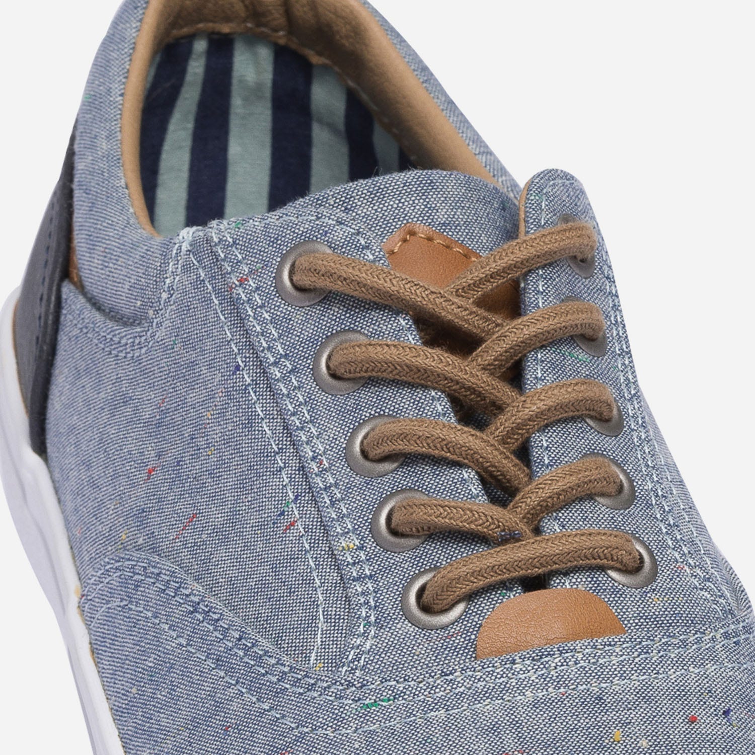 Tennis bleu chiné façon chambray en toile