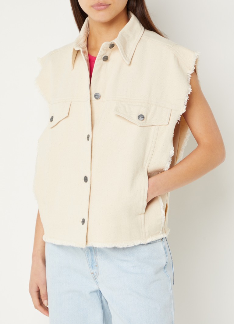 Refined Department Marly sleeveless jacket with back print and chest pockets