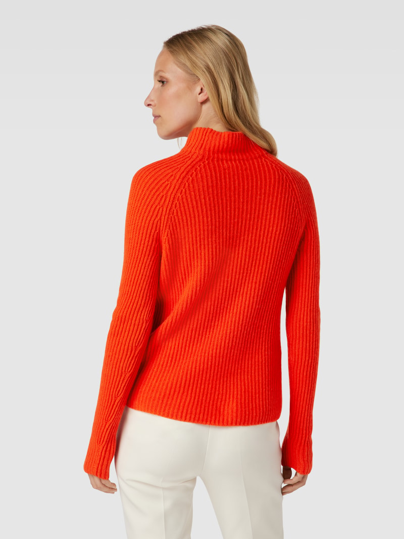 Rollkragenpullover aus Kaschmir mit Rippenstruktur in dunkel orange