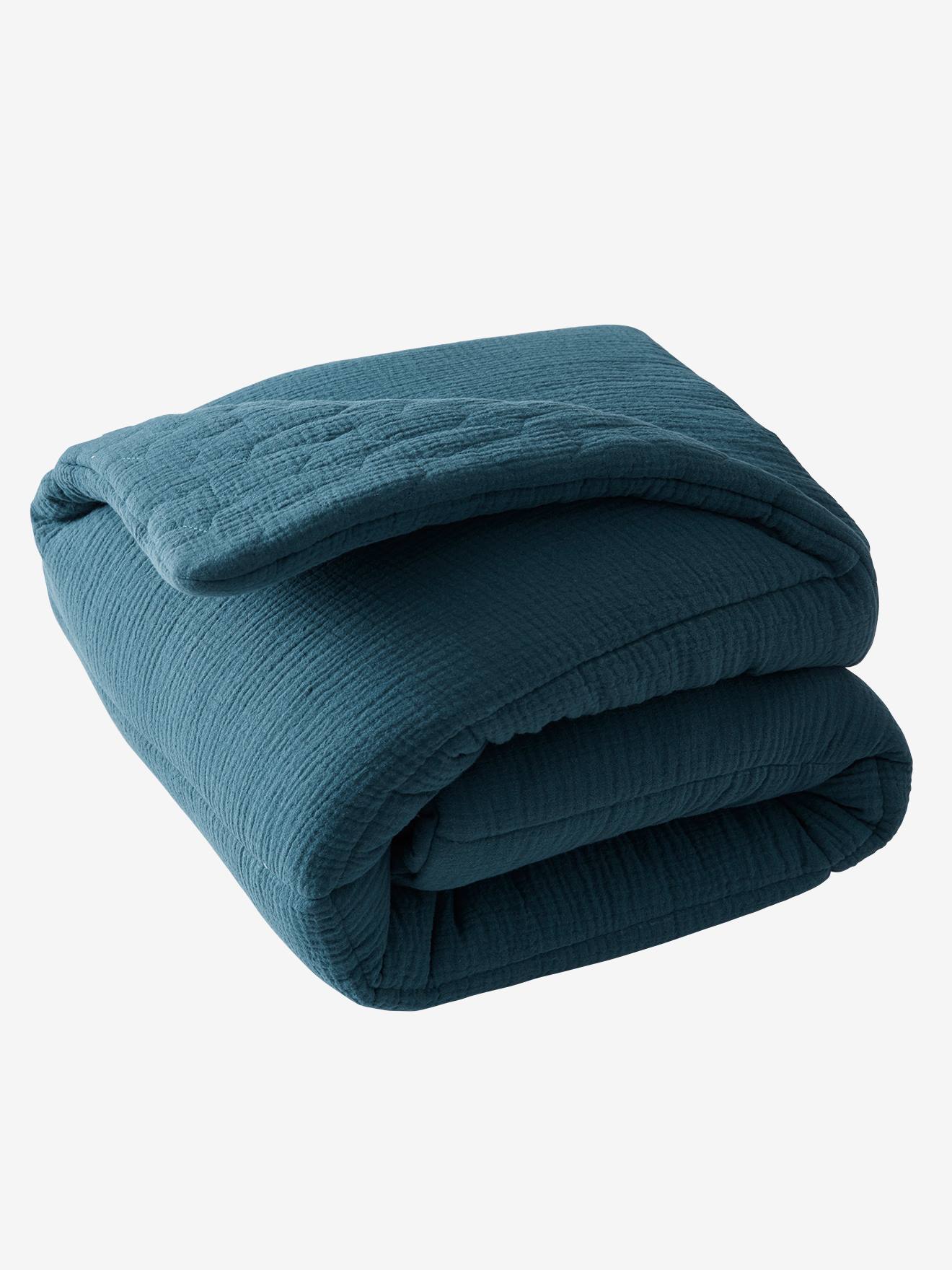 Tapis de sol / fond de parc en gaze de coton bio* FANCY bleu nuit