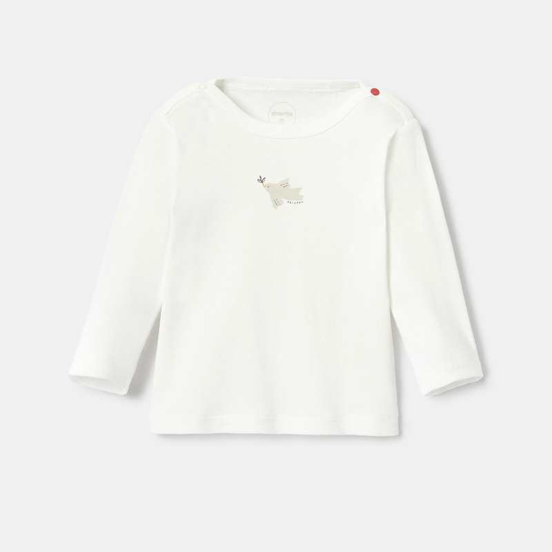 T-shirt manches longues motif blanc naissance Absorba