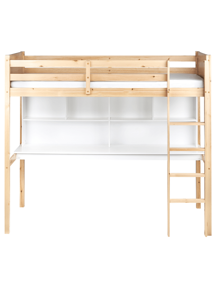 Beliani Hochbett FOUCAMONT in Heller Holzfarbton/Weiß - (W) 104 x (H) 180 x (L) 209 cm günstig kaufen onesize