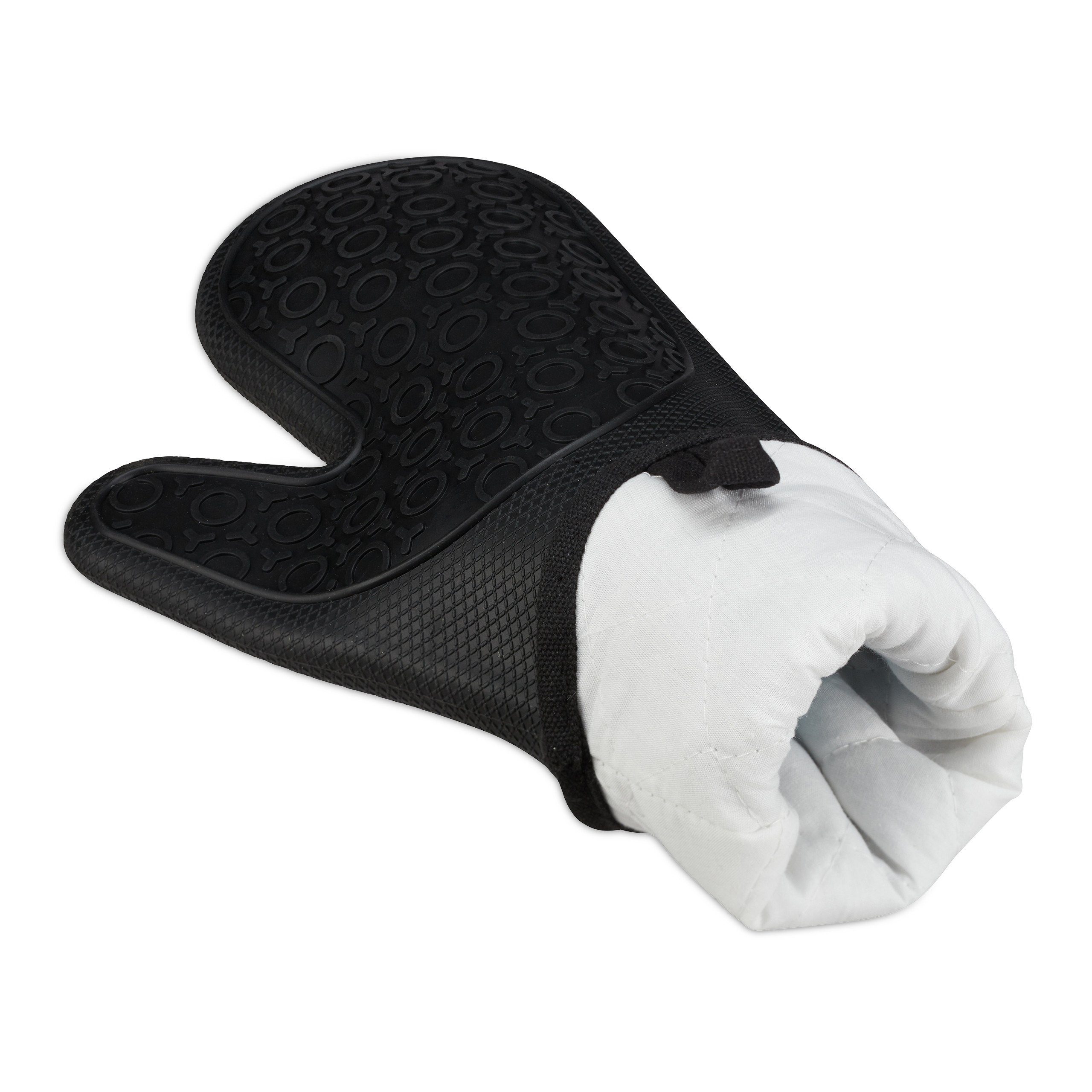 relaxdays Topflappen 1 Paar Ofenhandschuhe Silikon schwarz