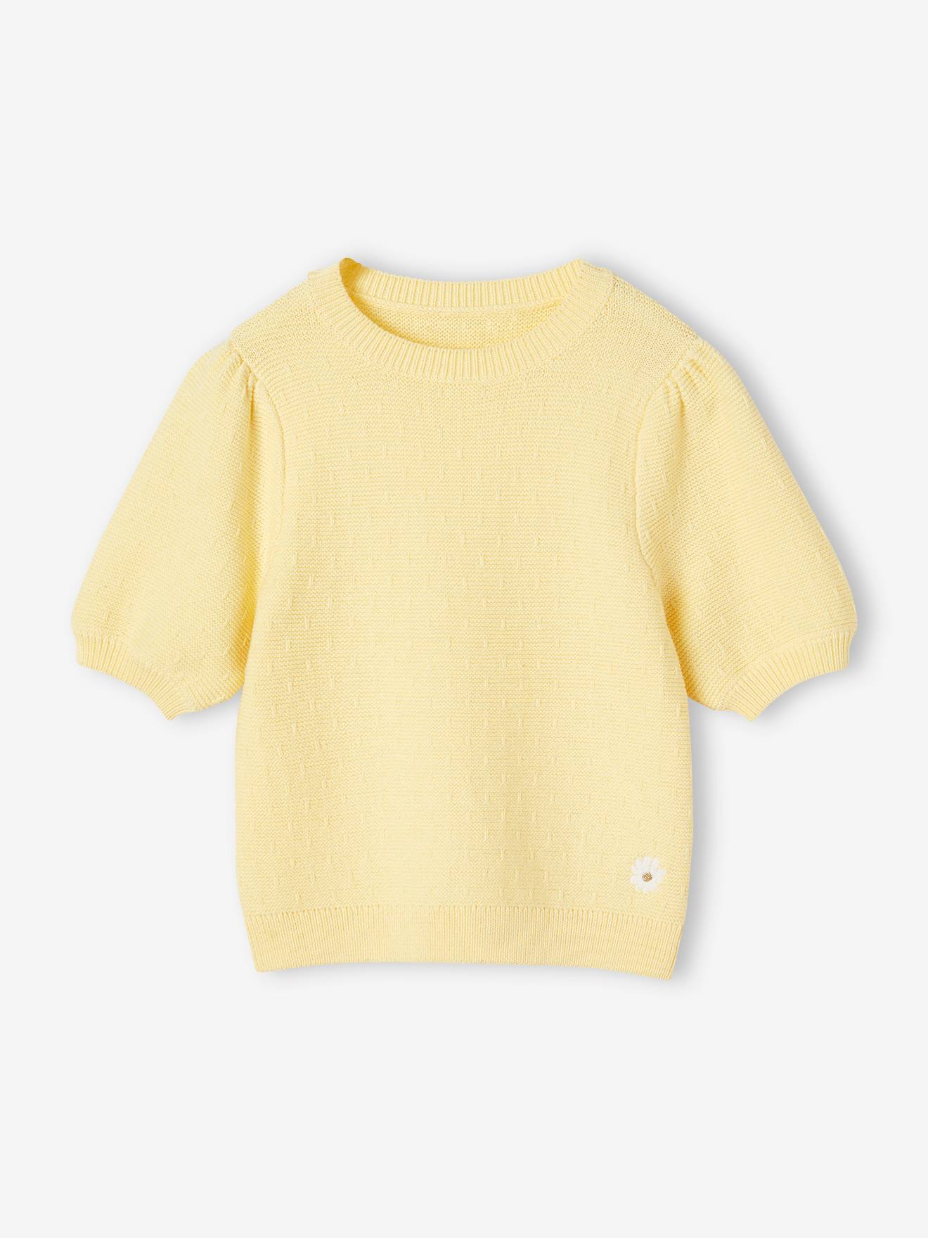 Vertbaudet Mädchen Kurzarm-Pullover Oeko-Tex - hellgelb