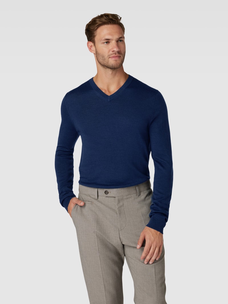Strickpullover in dunkelblau meliert