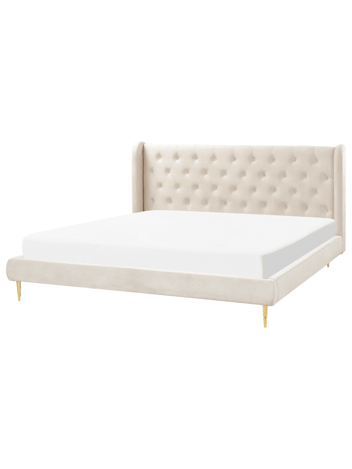 Beliani Doppelbett FORBACH in Beige/Gold - (W) 194 x (H) 106 x (L) 218 cm günstig kaufen onesize