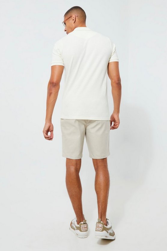 Slim-Fit Pique Poloshirt aus Reel Baumwolle mit Reißverschluss