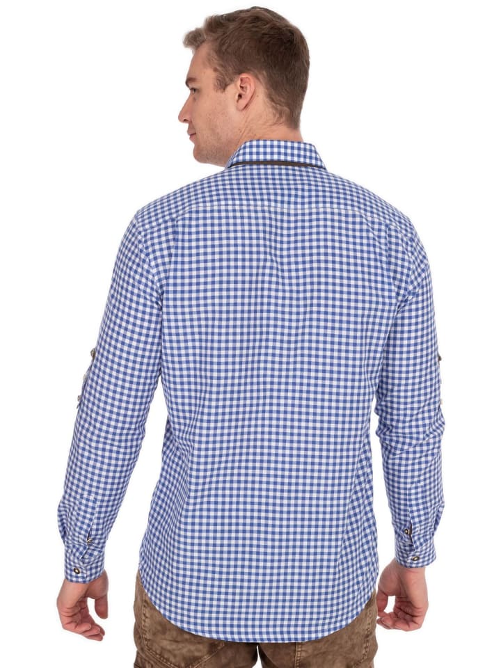 OS-Trachten Karo-Hemd 420057-2602 in mittelblau günstig kaufen