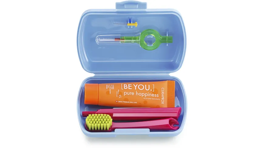 Curaprox Travel Set Zahnbürste & Zahnpasta Be You Blau