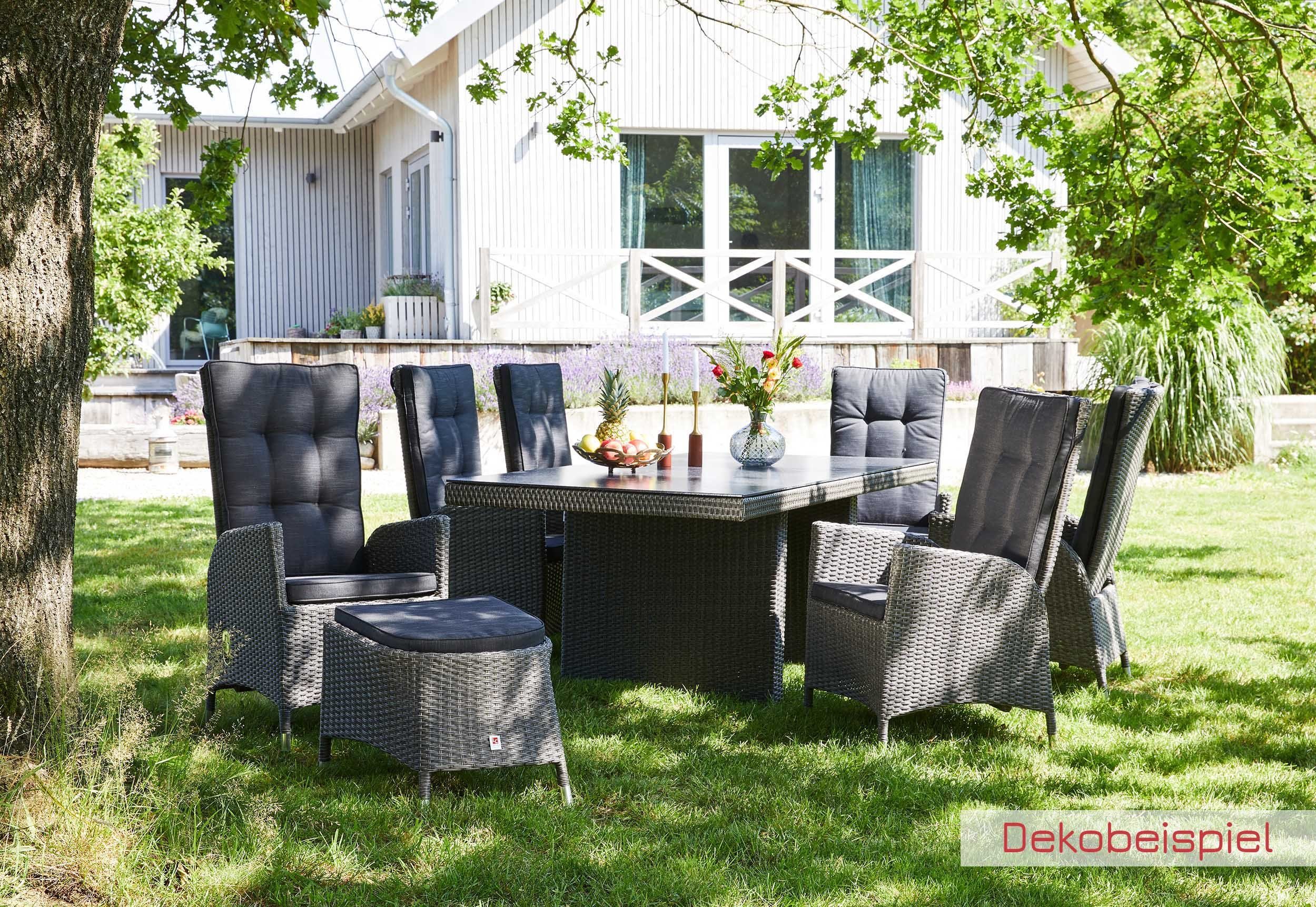 LC Garden Gartenlounge-Hocker LC Garden Barcelona Dining Hocker grau-mix Fußbank