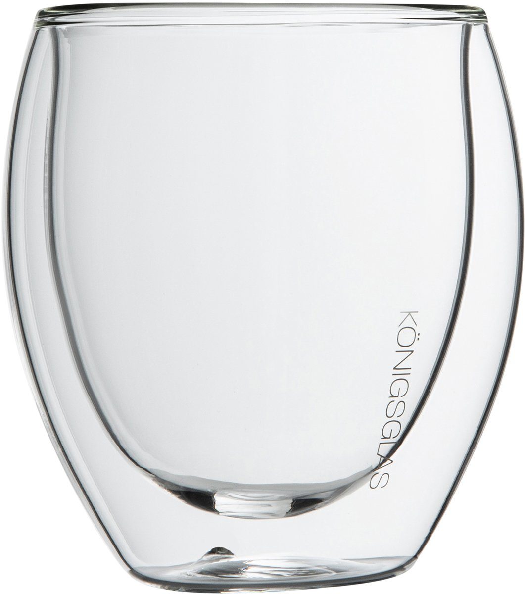 Königsglas Gläser-Set Crema doppelwandige Gläser 2/4er Glas Set 250 ml Cocktailgläser, Premium Swing Gläser aus Borosilikatglas, Trinkglas Kaffee Cappuccino Tasse Teeglas