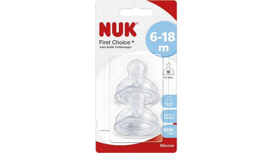 NUK First Choice Trinksauger Silikon Größe 2M - 2 Stück