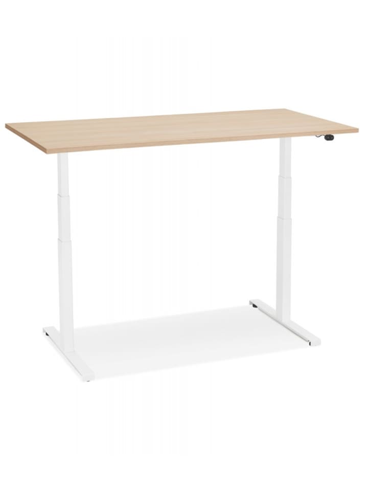 KADIMA DESIGN Elektrischer Sitz-Steh-Schreibtisch aus Holz und Metall | Modern in Beige-Weiß günstig kaufen