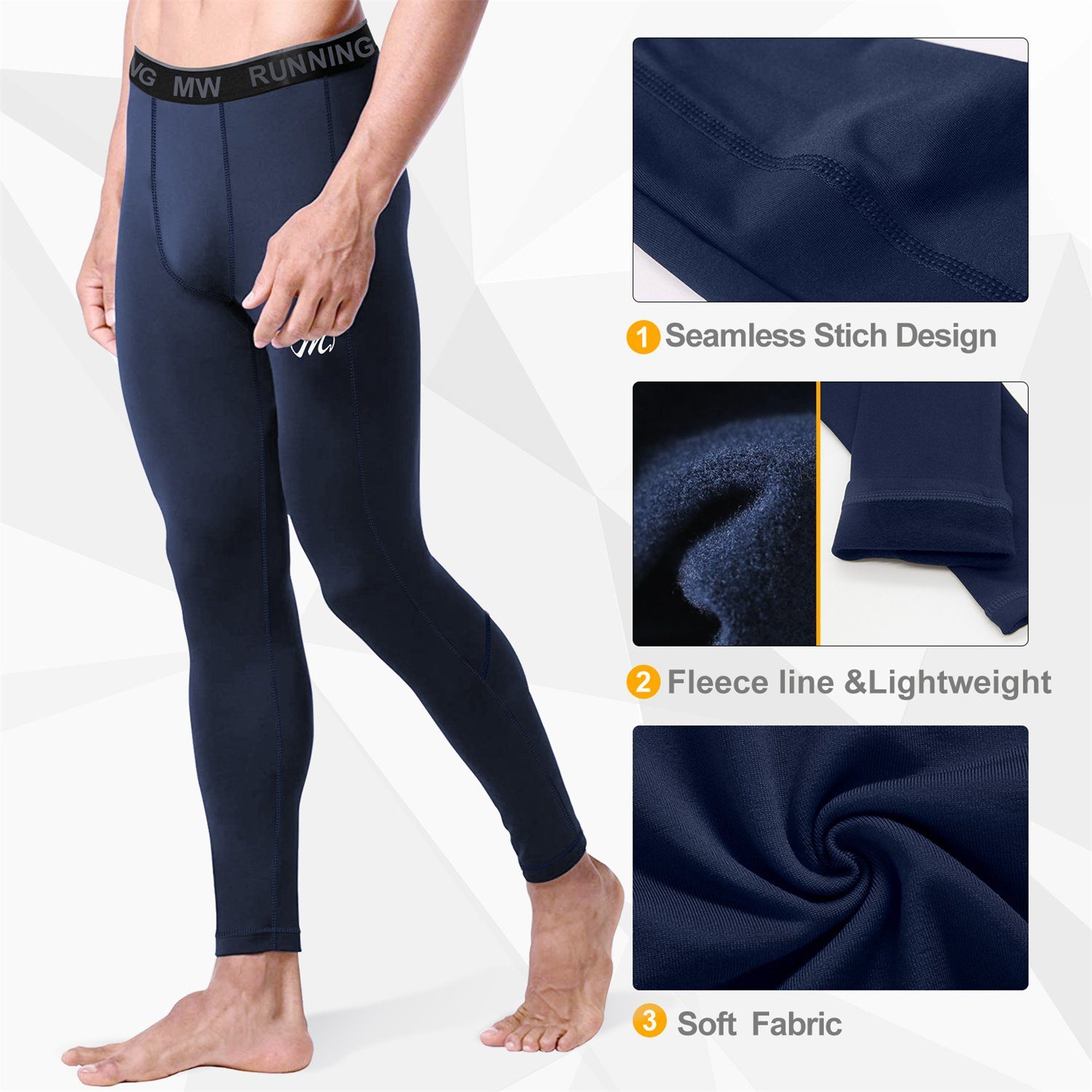 MEETYOO Thermohose Herren Winter Lang Unterhosen (Thermohose und Skiunterwäsche, Warm und Ultra Weich, Perfekte Leggings 2er Pack) für Zuhause und Outdoor Aktivitäten