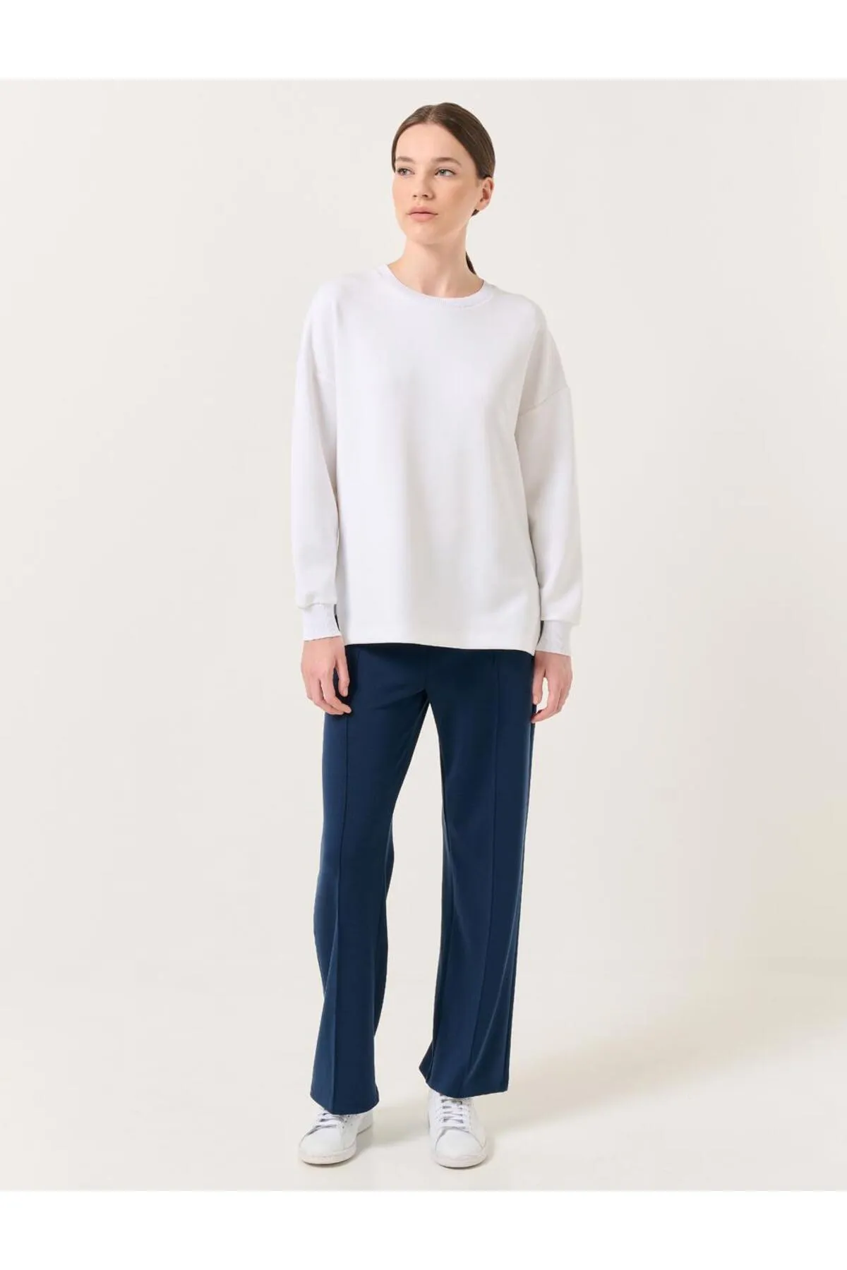 Jimmy Key  Marineblaue Jogginghose mit hohem Bund und normalem Beinschnitt
