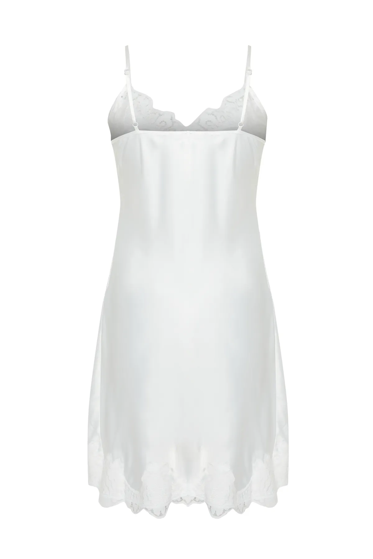 Trendyol Collection  Brautnachthemd aus gewebtem Satin mit Trägern und Spitze in Weiß THMSS24GC00011
