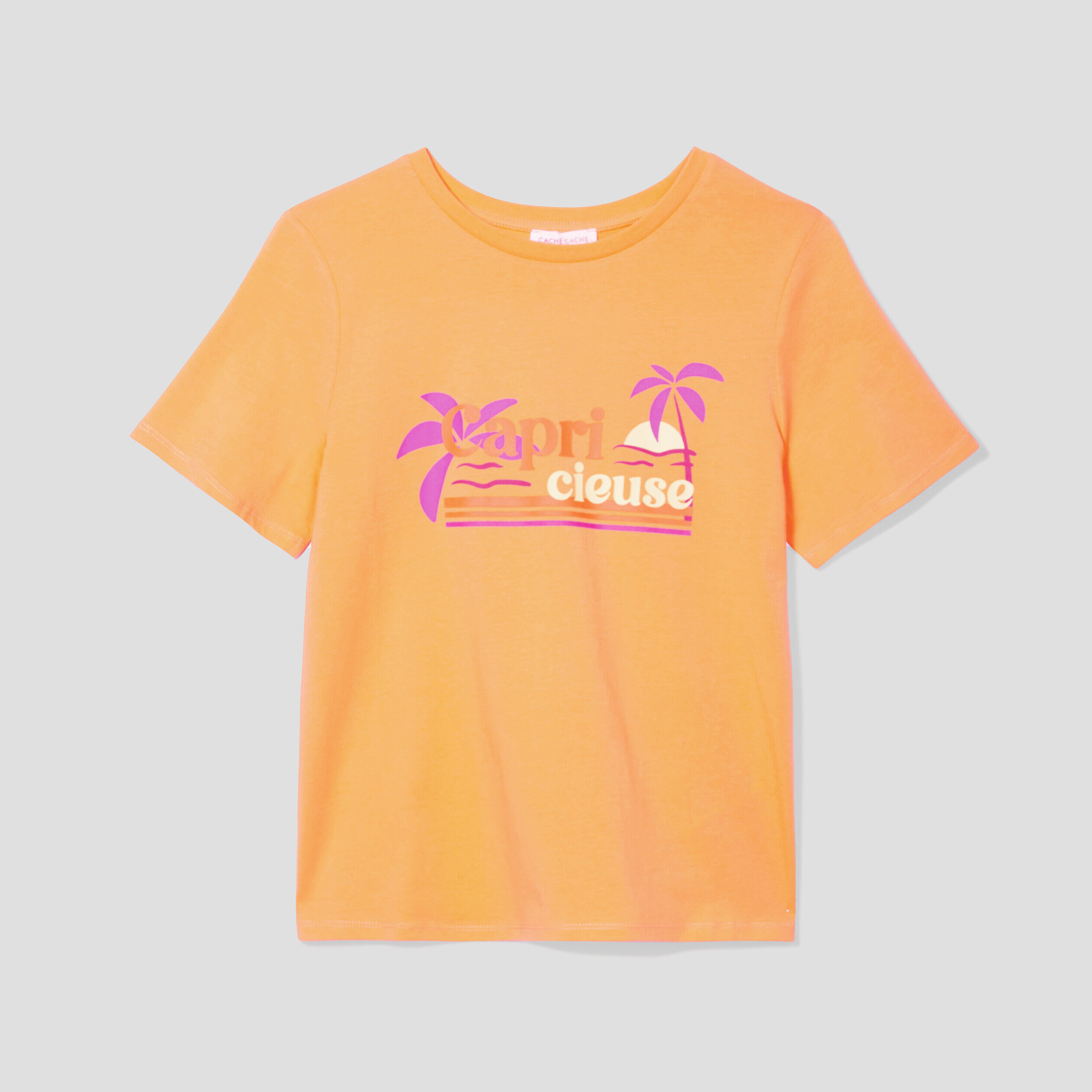 T-shirt manches courtes orange femme | Cache Cache