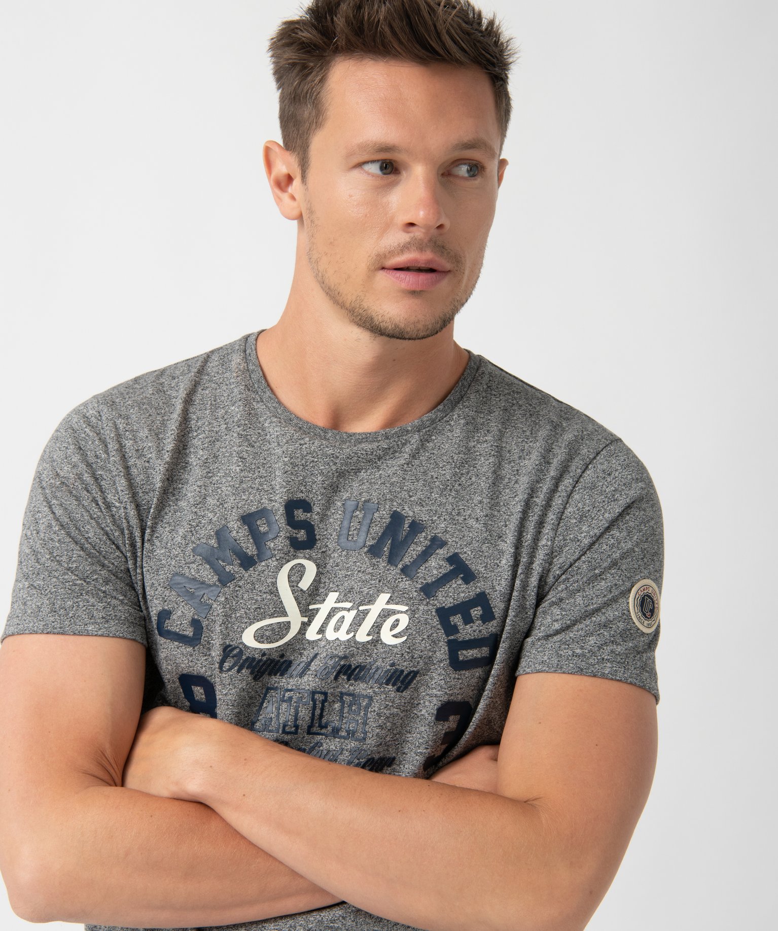 Tee-shirt homme à manches courtes avec motif XL - Camps United gris | GEMO