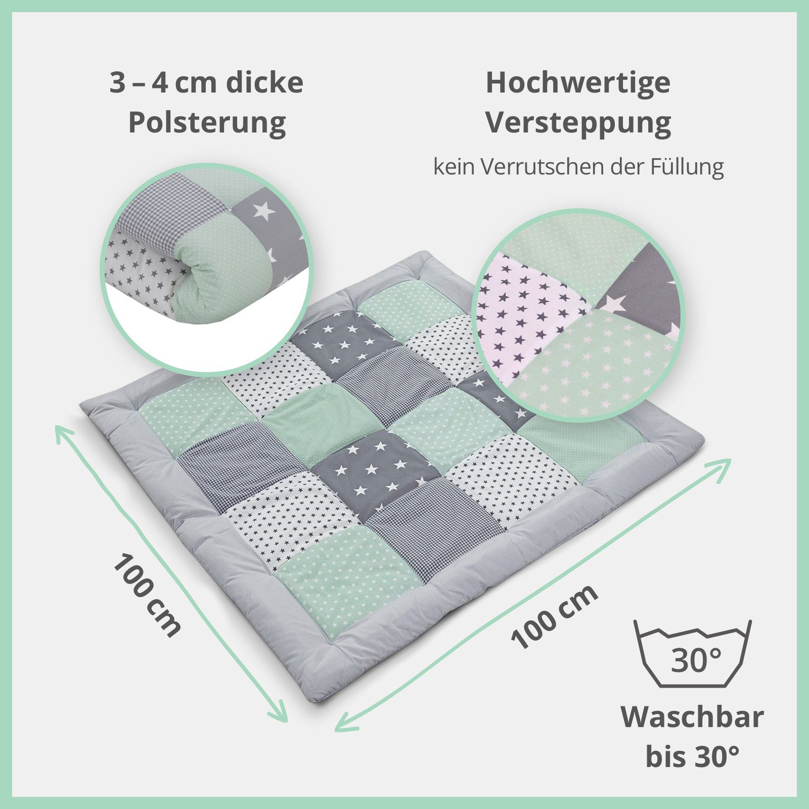 Krabbeldecke Baby Krabbeldecke 100x100 cm 