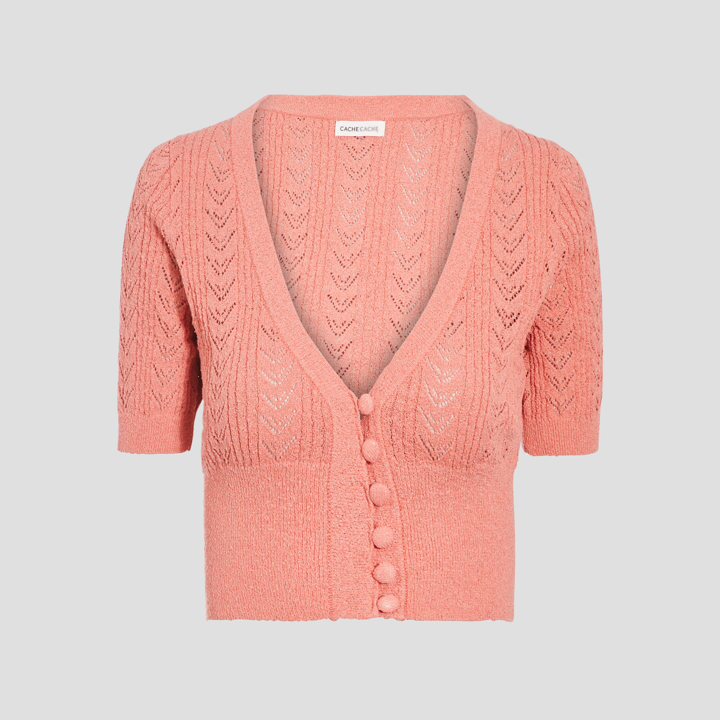Gilet court boutonné rose saumon femme | Cache Cache
