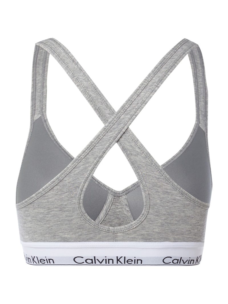 Bralette mit Logo-Bund in hellgrau meliert