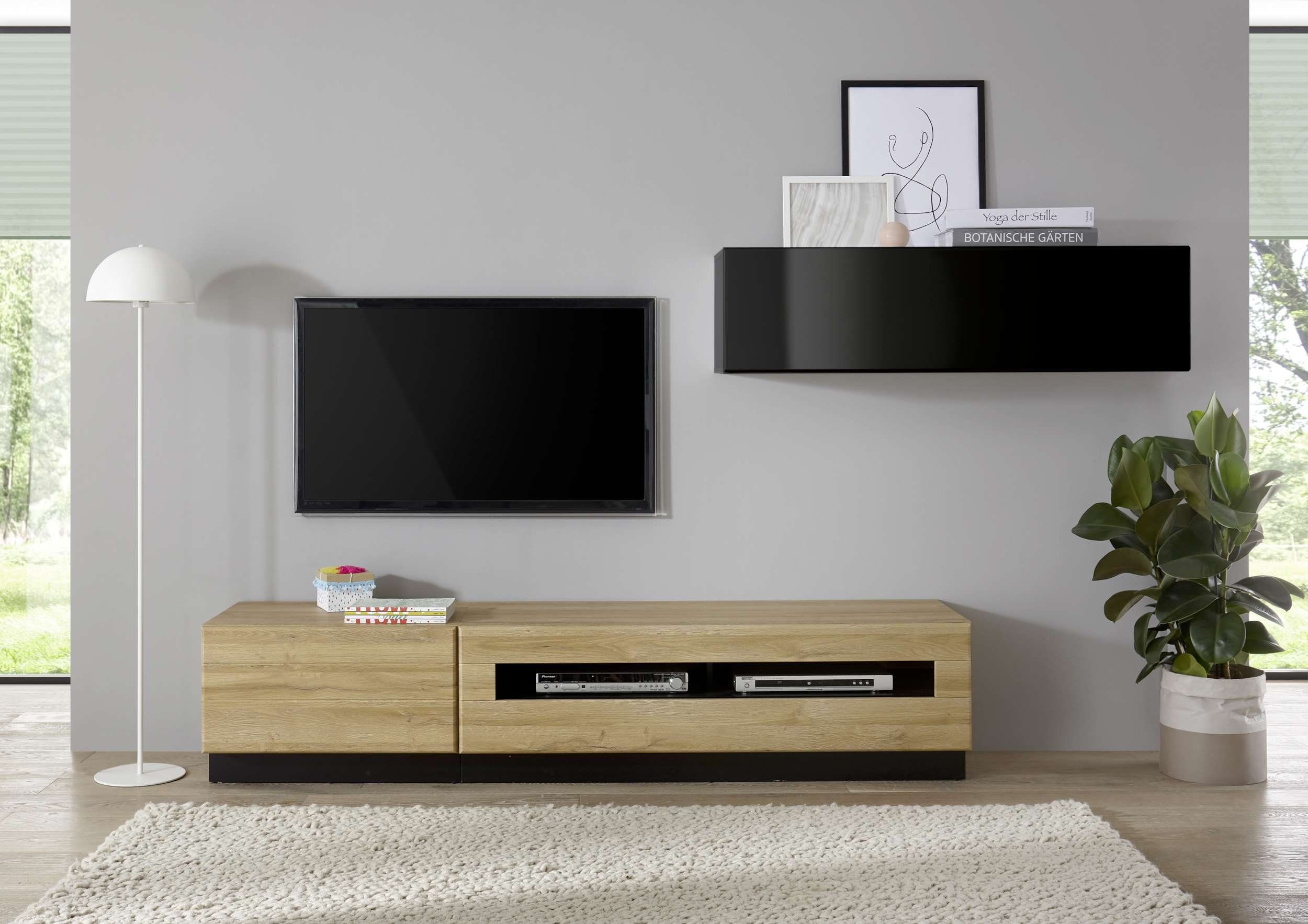 Stylefy Wohnwand Keymen, (Set (3-St), Wohnzimmer-Set), 3-teilig, mit Push-to-Open, MDF, variabel hängbar, Modern Design