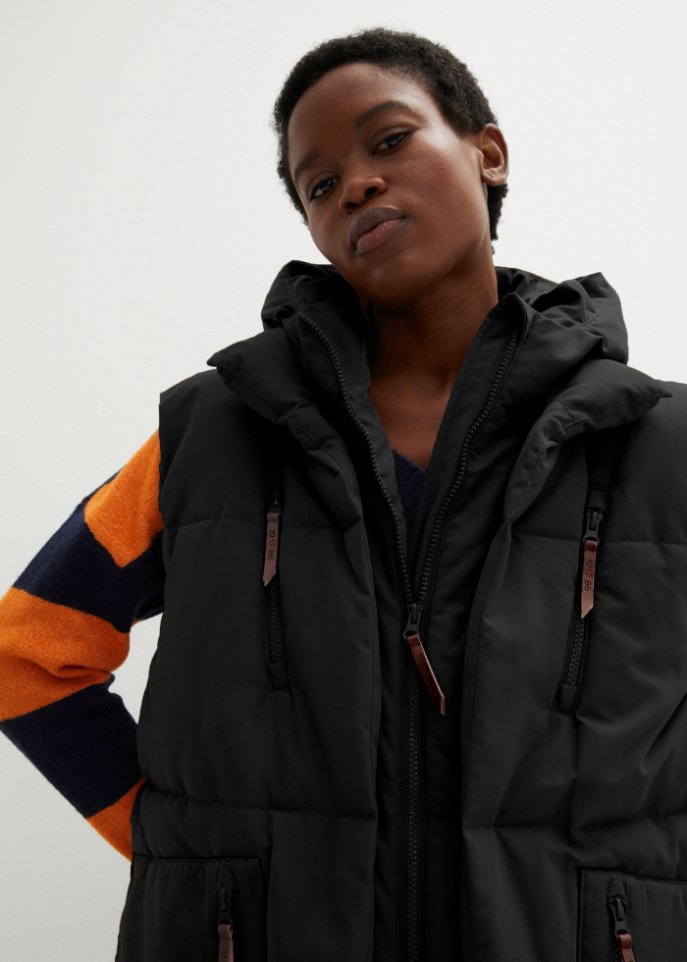 Oversize Puffer-Weste aus recyceltem Polyester mit Kapuze