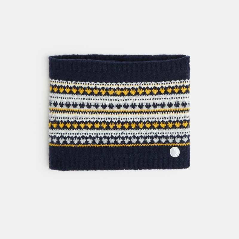 Tour de cou en tricot à motifs scandinaves gris garçon