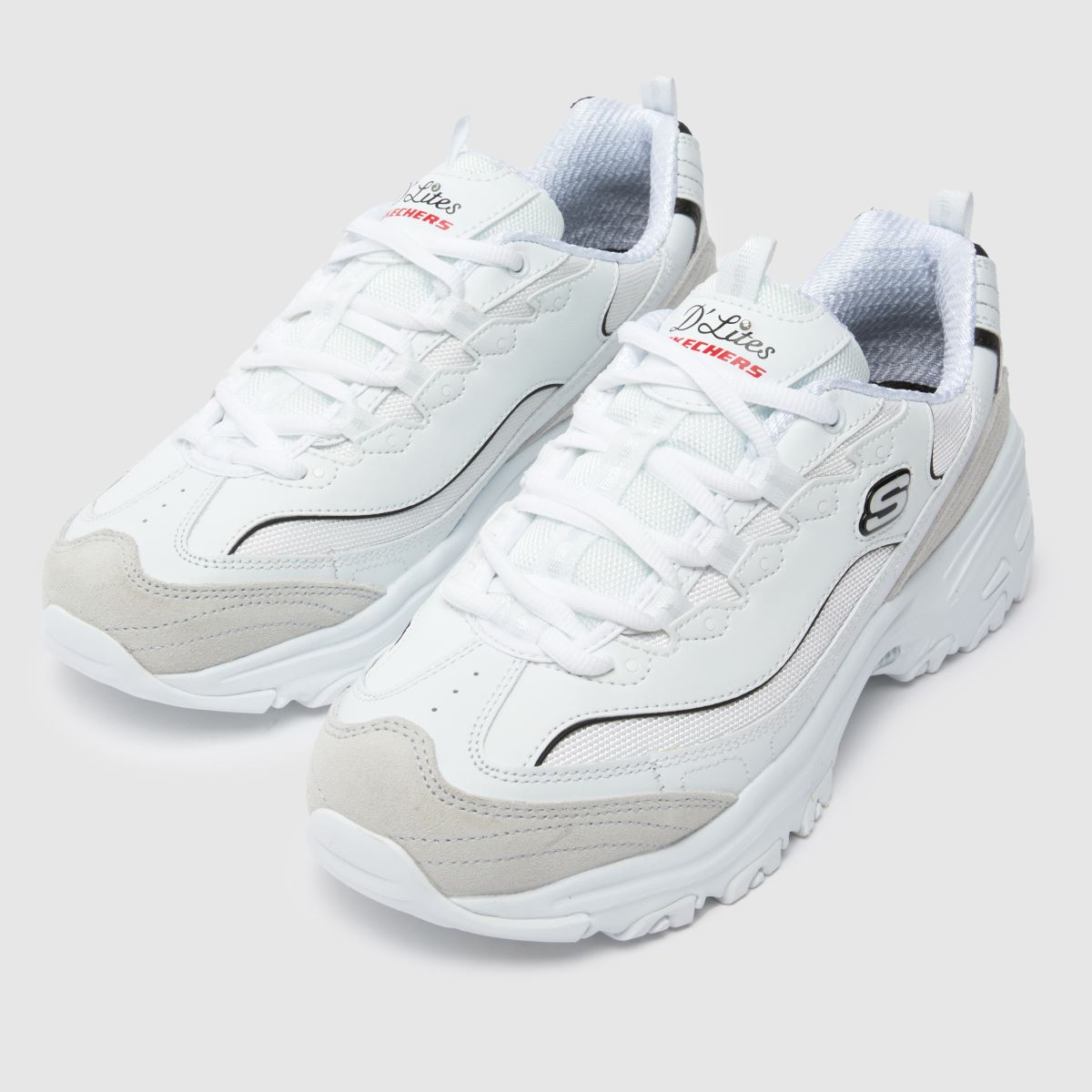 SKECHERS dlites - novi copati za ogrevanje v beli in črni barvi