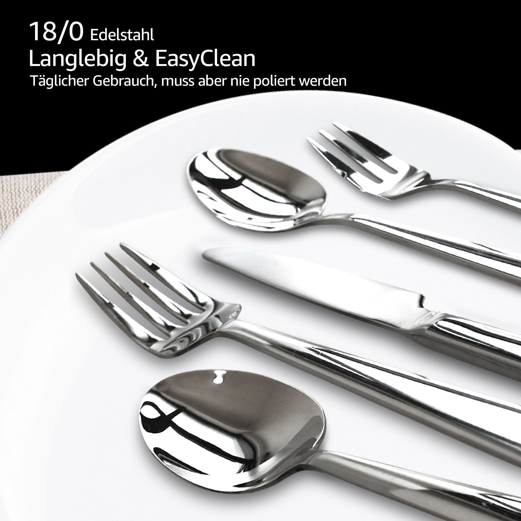 7Magic Besteck-Set, 5 teilig Edelstahl Hochwertiges Tafelbesteck Set