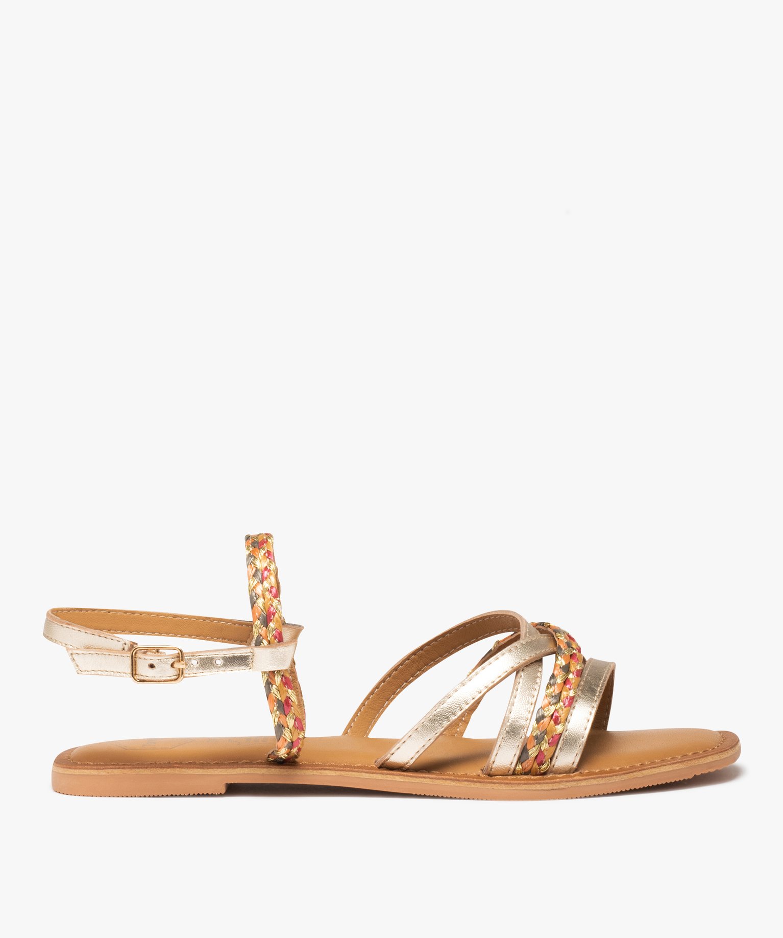 Sandales femme à brides métallisées en cuir - Tanéo or | GEMO