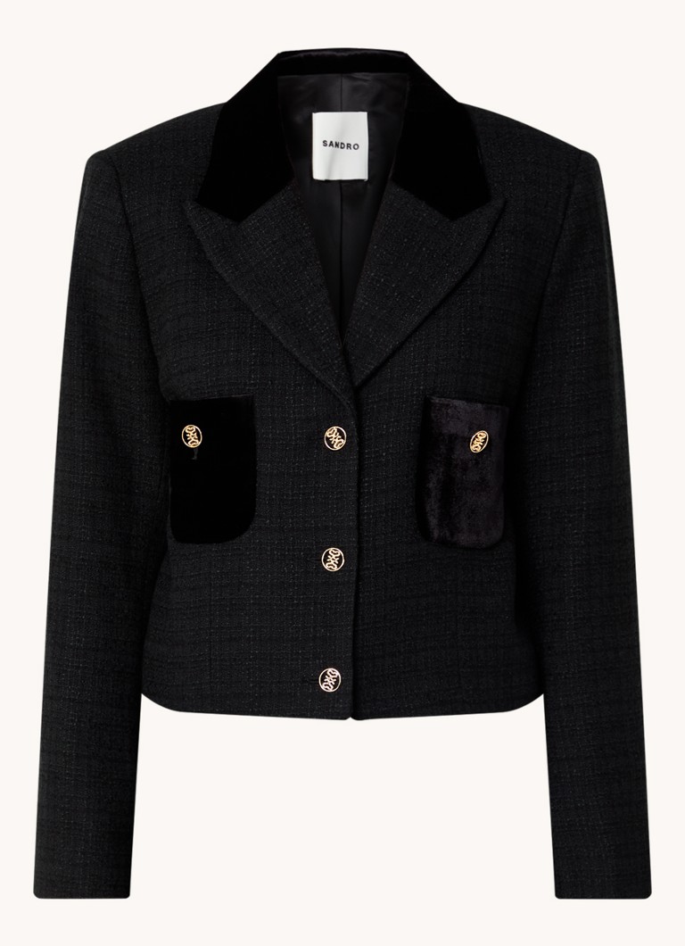 Giacca Sandro effetto tweed con dettagli in velluto