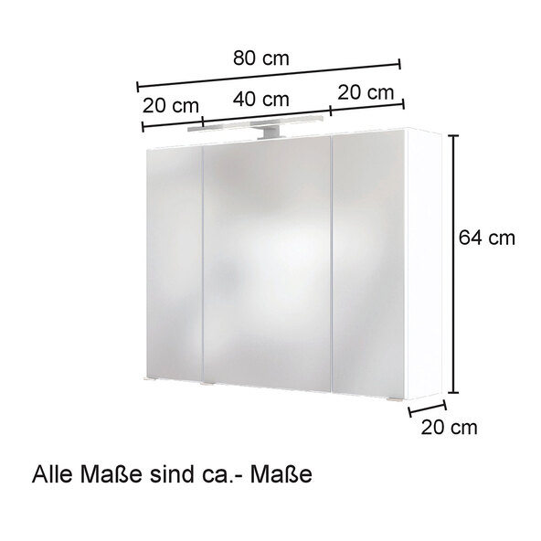 Spiegelschrank Lincoln, 80 cm, wotaneiche