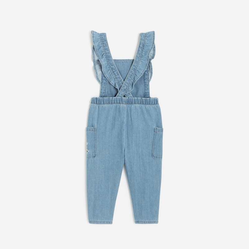 Salopette en jean bébé fille bleue délavé Catimini