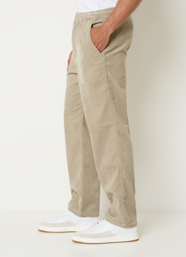 Pantaloni chino din catifea reiată Jabari, croială dreaptă, cu talie reglabilă cu șnur.