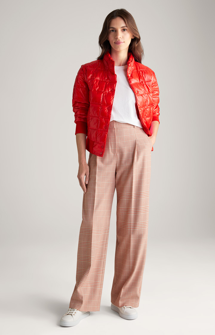 Twill-Hose in Beige/Rot kariert
