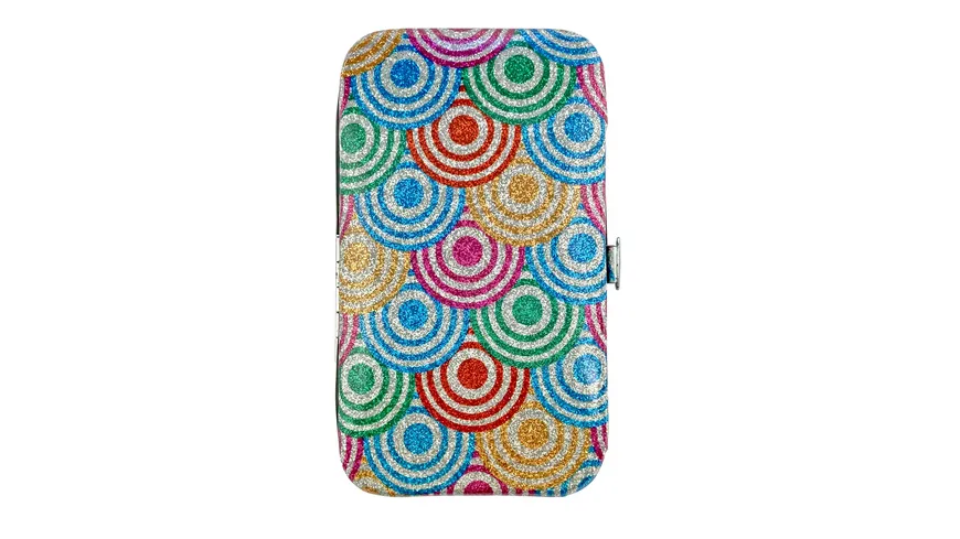 Rahmenmaniküre Etui, 6-teilig, Kreise, Glitzer Glitzer